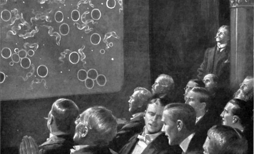 A screening of Jean Commandon's fils at the King's College Hospital Medical Society, Ill. London News 137 (Nov. 5, 1910)