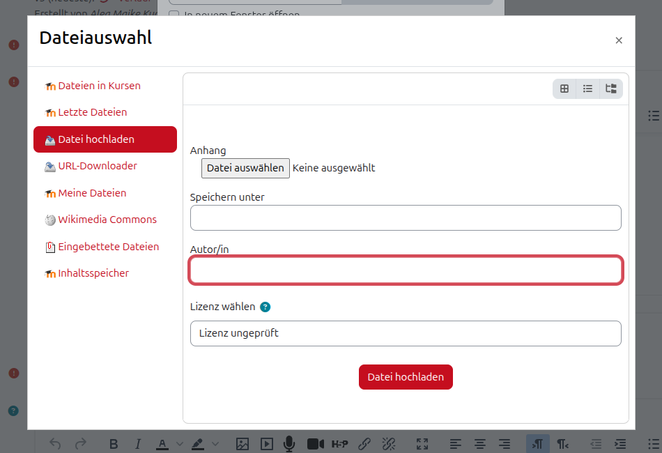 Screenshot des Fensters "Dateiauswahl"